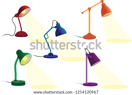 Various desk lamp set drawing vector illustration collection light colour template