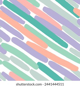 Varias líneas diagonales y rayas. Doodle golpes gruesos. Conjunto de tres coloridos patrones abstractos sin fisuras. Dibujado a mano ilustraciones vectoriales Patrón delicado lindo abstracto ideal para la tela, textil,