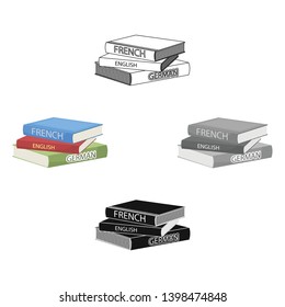 Various dictionaries icon in cartoon,black style isolated on white background. Interpreter and translator symbol stock vector illustration.