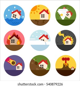 Various disaster situation vector illustration flat design