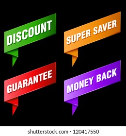 various discount tags and labels