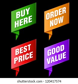 various discount tags and labels
