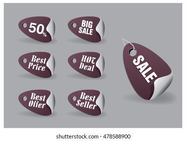 various discount  tags, labels