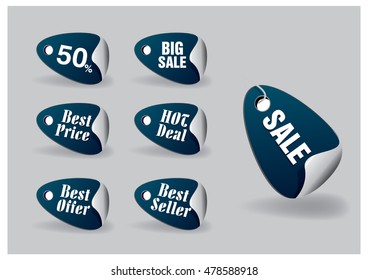 various discount  tags, labels