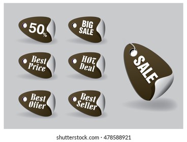 various discount  tags, labels