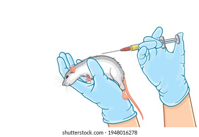 Various disease treatment ideas for everyone on earth. By doing experiments with living things such as eggs, chickens and mice. Illustration, art, graphic retro style in vector isolated on background.