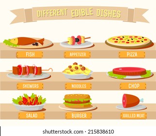 Various dishes background concept. Vector illustration design