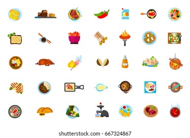 Various dishes icon set