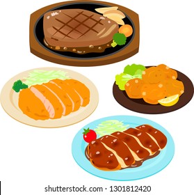 Various dishes with meat svg