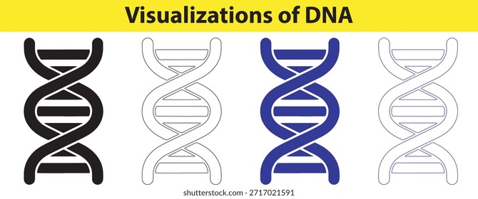 Conjunto de varias Ilustraciones de hélice de ADN para uso científico