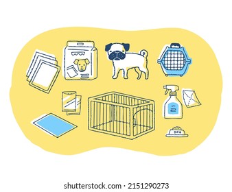 Various dog breeding items set