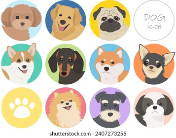 Various dog breeds icon set 2