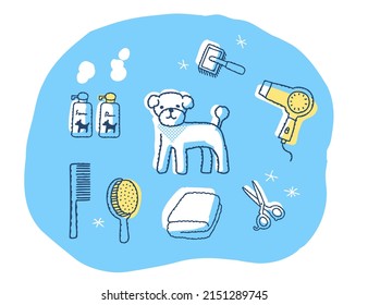 Various dog grooming items set