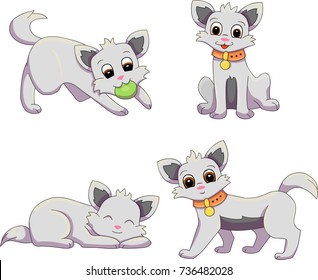 Various dog positions. Dog breed vector illustration collection. West Highland White terrier vector poses.