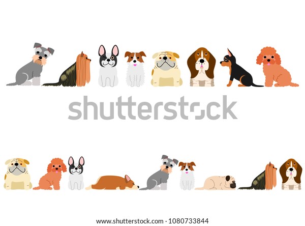 Various Dogs Border Set Stock Vector (Royalty Free) 1080733844 ...