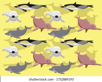 Various Dolphin Species Vector Seamless Background Wallpaper-01