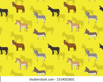 Various Donkey Species Set Cartoon Vector Illustration Seamless Background Pattern Wallpaper-01