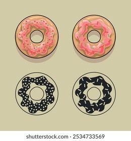 Various of donut. Colored vector illustration.