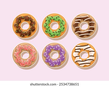Various of donut. Colored vector illustration.