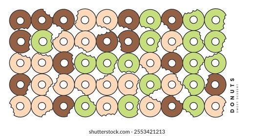 Various donuts bakery for poster, banner, card flat design illustration