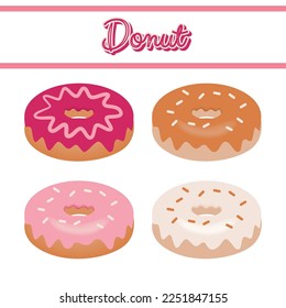 Various Donuts Flavors Illustration Drawing