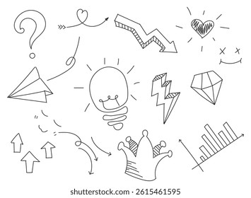 Various Doodle Symbols Representing Concepts and Business Strategies
