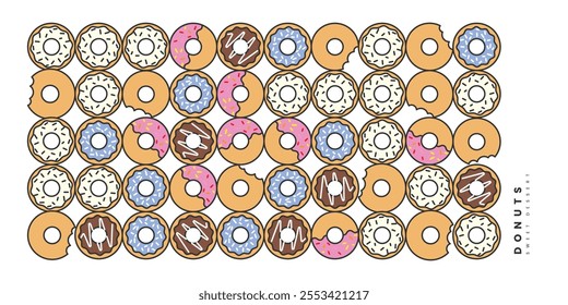 Various Doughnuts Sweet Dessert Food Poster Design Illustration