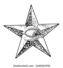 Various drawing of the all seeing eye in different direction and emotion. The symbol of the Masons as an option design element. Human vision. Vector.