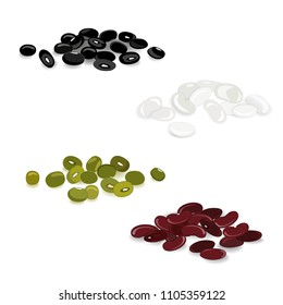 Various dried kidney legumes set