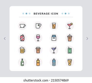 Various drinks icon sets. This icon depicts drinks in various cups.