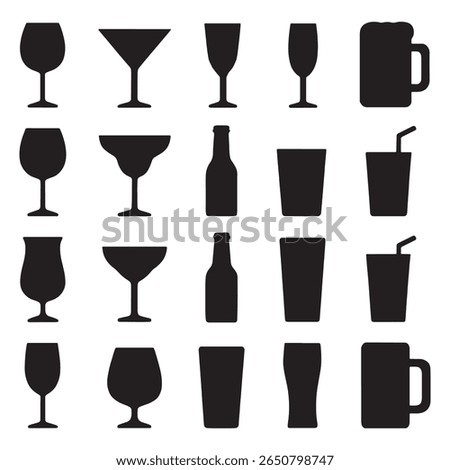 Various drinkware and bottles glass wine glass