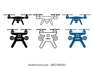 Various drone designs with different color schemes isolated on transparent background