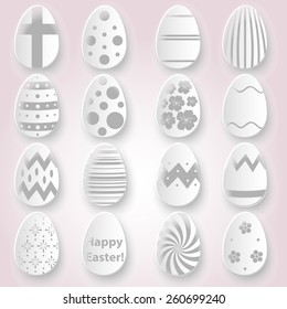 various Easter eggs design from white paper collection eps10
