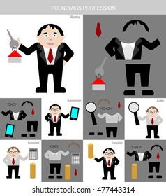 various economic profession in cartoon style