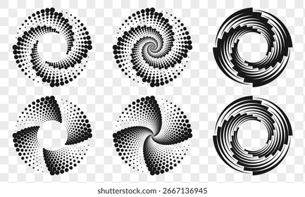 Varias colecciones de trazo en espiral editables