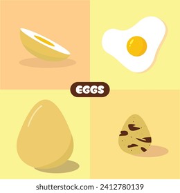 Various egg illustrations
This vector egg illustration is a perfect choice to add a creative touch to your projects. With bright colors and a simple design, each egg is depicted clearly and cleanly.