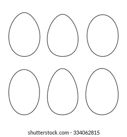 Various egg shapes - outline. Vector.