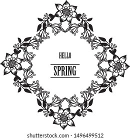 Various elegant leaf flower frame silhouette for card design of hello spring. Vector