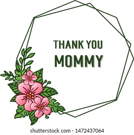 Various elegant pink wreath frame, for banner thank you mommy. Vector