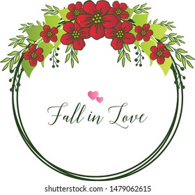Various elegant style leaf flower frame, for design beautiful card fall in love. Vector