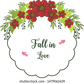 Various elegant style leaf flower frame, for design beautiful card fall in love. Vector