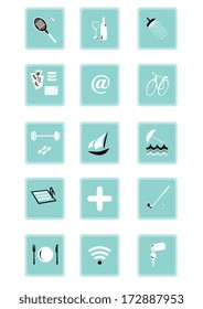 Various elegant symbols relating to holidays and hotels