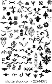 Various elements of ornaments. This image is a vector illustration and can be scaled to any size without loss of resolution.