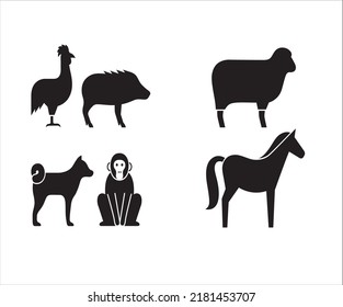 varios elementos de silueta vectorial silhouette elementos silhouettes animales hourse