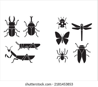 various elements of vector silhouette animal silhouettes element insects
