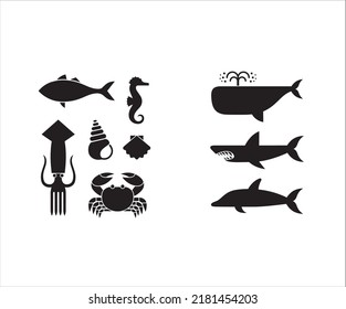 various elements of vector silhouette animal silhouettes element fish