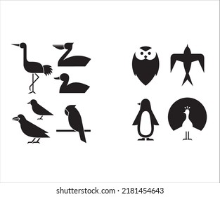 varios elementos de silhouette vectorial silhouette animal silhouettes elementos aves