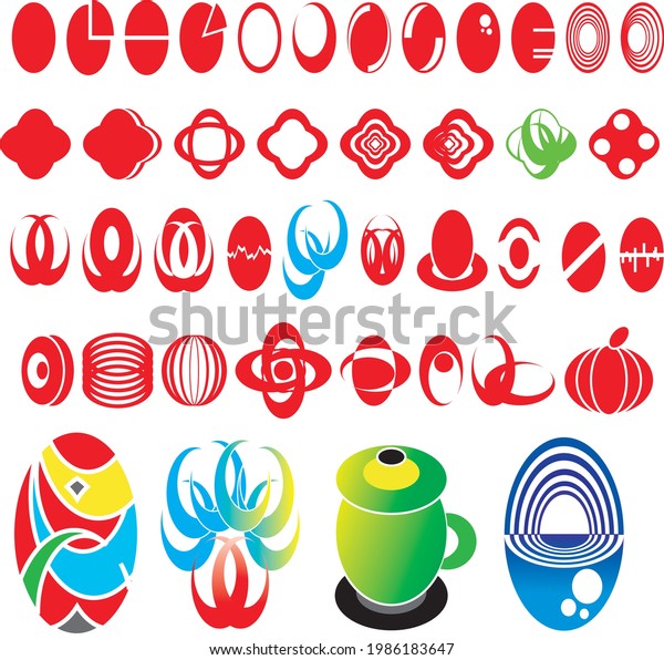 Various elliptical geometry logos with editable\
vector format