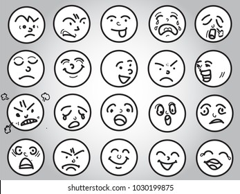 various emotion face set of male