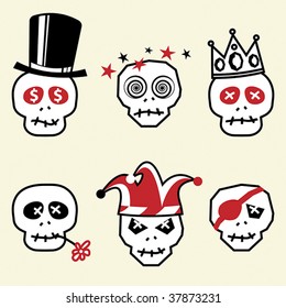 Various emotions and characters funny skulls